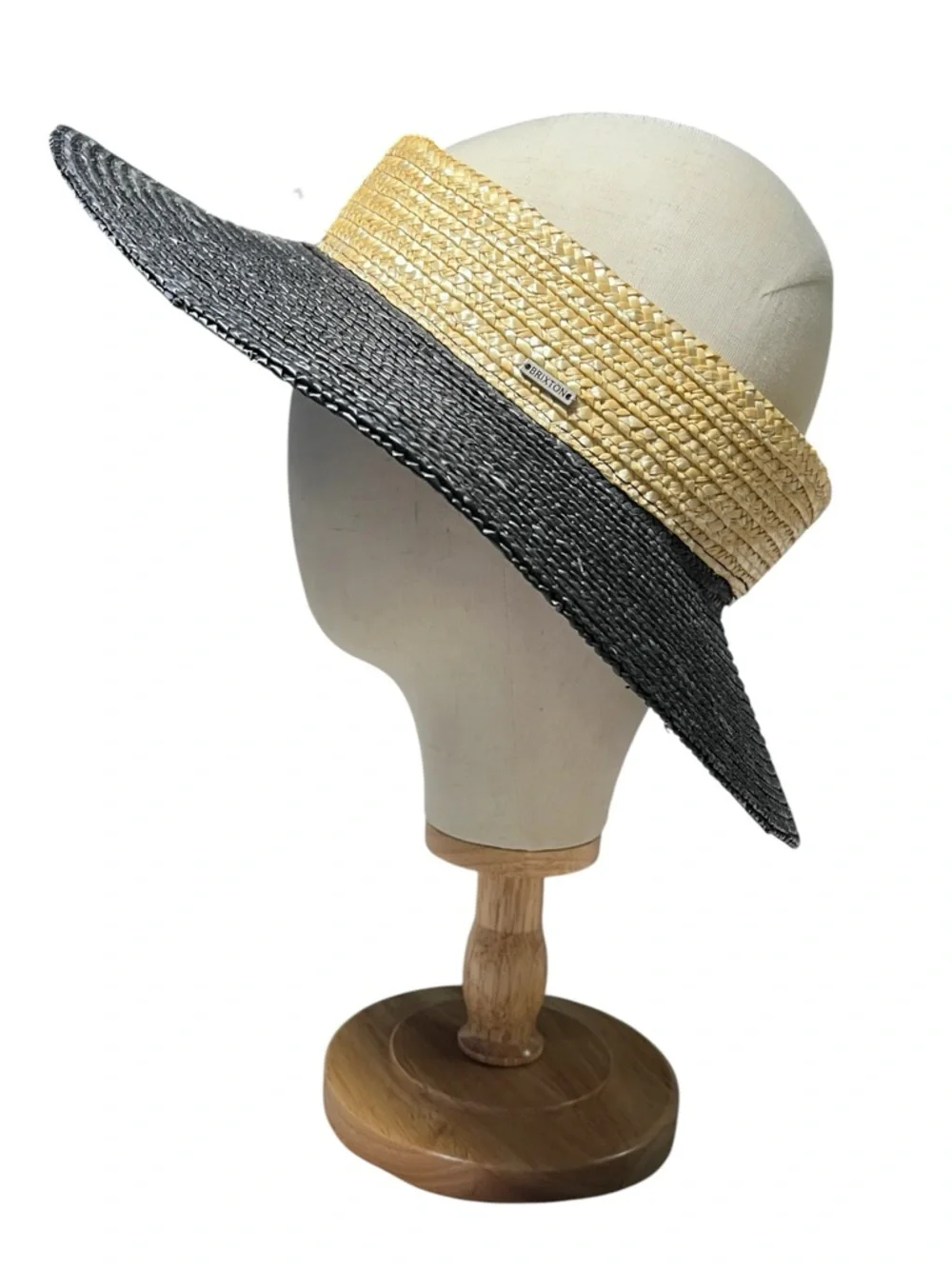 BRIXTON Joanna Wheat Straw Hat in Black and Honey Sz M/L